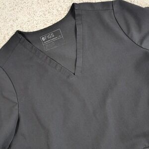 FIGS Technical Collection Casma‎ Black Scrub Top V-Neck Short Sleeve XL FLAWED